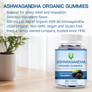 Gummies ashwagandha อินทรีย์พรีเมี่ยมสำหรับการจัดการความเครียดการสนับสนุนการผ่อนคลายรสแบล็กเบอร์รี่ทั้งครอบครัวสุขภาพ - Product Image 5