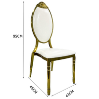 Chaises de banquet de luxe au design vintage, structure en métal plaqué or, empilables, pour événements