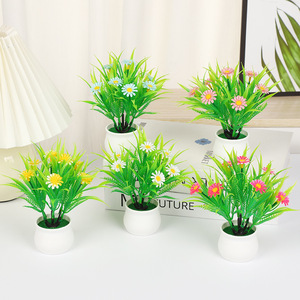 Planta Artificial de Margarita en Maceta de Yiwu Datuo Florist, 12x16cm, Mini Planta Verde, Decoración para el Hogar, Adorno para Bodas - Product Image 1