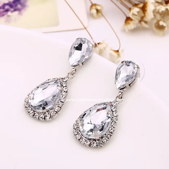 Wholesale Women Earrings For Jewelry Manufacturers Designing Earrings Gold /Silver Plated Dangle Earring With Drop Stone