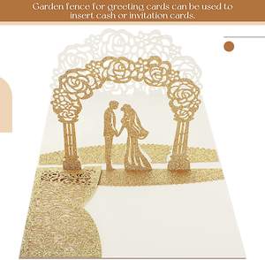 Sobres de Boda 3D con Lentejuelas Doradas de Lujo, Invitación para Despedida de Soltera, Tarjeta de Felicitación Plegable, Regalo de Boda - Product Image 3