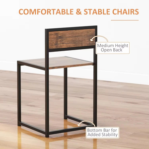 Juego de Sillas de Comedor Industriales de Metal Personalizables al por Mayor <span class=keywords><strong>para</strong></span> Espacios Pequeños, Comedor, Desayunador, Color Marrón Rústico - Product Image 1