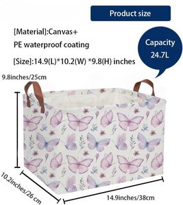 Rectangular <b>Kids</b> Baskets Butterfly Basket <b>Kids</b> <b>Storage</b> Bins Girls Basket Cute <b>Storage</b> Bin Organizer <b>Box</b> - Product Image 2