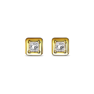 Fashion <b>Stud</b> <b>Earrings</b> 316L Stainless Steel PVD Gold Plating Square <b>Crystal</b> Design - Product Image 2
