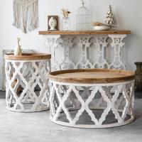 Meubles de maison, table d'appoint pour salon, balcon, tables basses rondes en bois ajourées