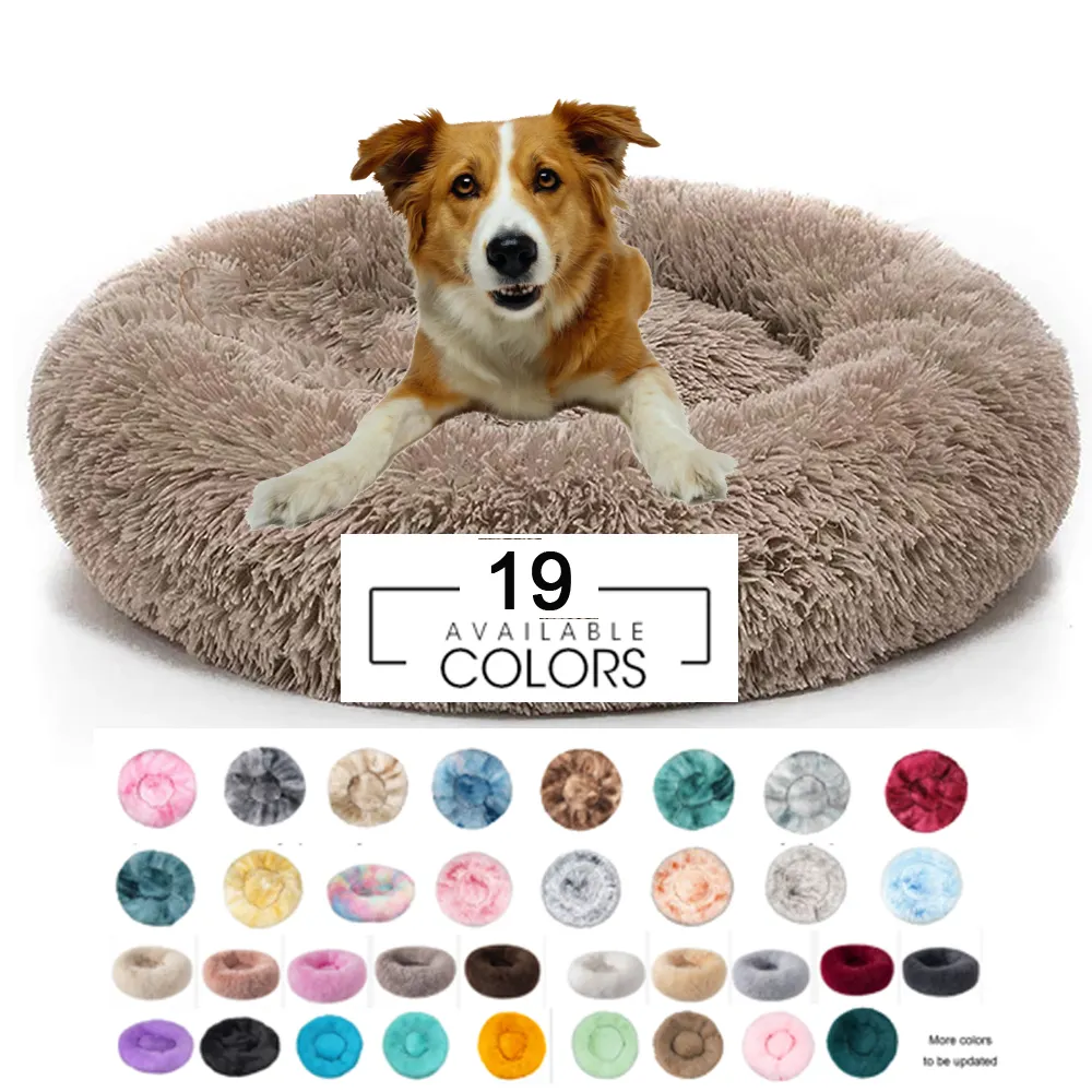 Multicolor Supplier Plush Calming Washable Cat Dog Bed Pet Sofa Donut Cuddler Waterproof Fluffy Pet Bed For Dog