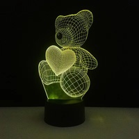 Lampe LED Illusion 3D drôle en forme d'ours mignon, veilleuse pour enfants