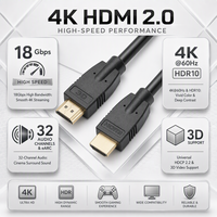 Câble HDMI 4K pour console de jeu, boîtier TV, moniteur, ordinateur portable, projecteur, home cinéma, ordinateur de bureau, prend en charge 18 Gbps HDR ARC 4K 60Hz