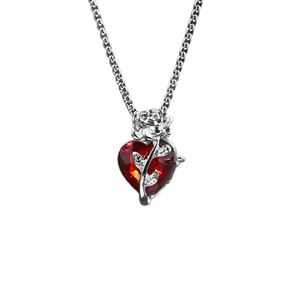 Gothic Rose Red Love Necklace with Dainty Silver Heart Pendant Women's Fashion Rope <b>Chain</b> Jewelry Personalized Wedding Gifts - Product Image 6