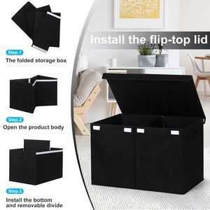 Wholesale Toy Box Storage Chest with Divider <b>Large</b> Sturdy Toy <b>Bin</b> Organizer Basket with Lid for Kids - Product Image 5