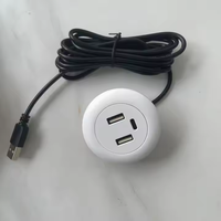 Muebles de escritorio integrados en 1 2 USB 2,0 C A Cable de enchufe USB Cables de cargador ocultos integrados Adaptador de CA de CC 12V