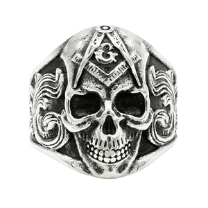 Bagues en acier inoxydable fin, style Viking Gothique, avec incrustation de crâne vintage argenté, pour usage quotidien, idéales comme cadeaux unisexes pour hommes, vente en gros - Product Image 1