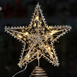Bintang Puncak Pohon Natal 2026 Besi Tempa Bercahaya Pentagram Seni Modern Eropa-Amerika Dekorasi Natal Hadiah - Product Image 3
