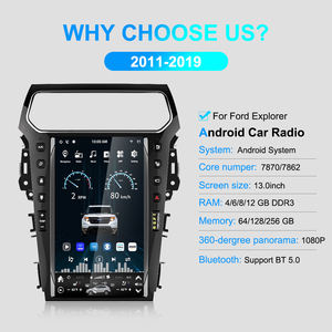 Navihua Tesla จอแอนดรอยด์สำหรับรถยนต์, เครื่องเล่นวิดีโอมัลติมีเดียเครื่องเล่นวิดีโอสเตอริโอแนวตั้งแบบสัมผัสชุดเฮดยูนิตสำหรับ Ford Explorer 2011-2019 - Product Image 2