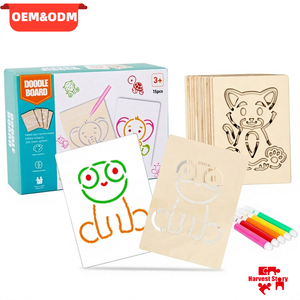 Pizarra de Dibujo de Madera <span class=keywords><strong>Montessori</strong></span> Personalizada, Plantilla de Dibujo de Animales de Dibujos Animados, Bolígrafo de Dibujo Hueco, Juguetes Educativos de Entrenamiento para Niños - Product Image 1