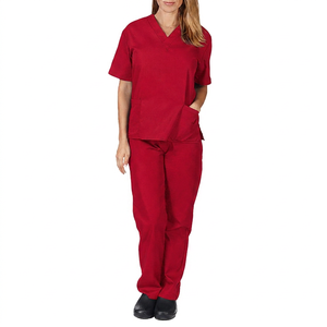Conjunto de Uniforme Médico Azul Marino con Cuello en V, Blusa de Manga Corta y Pantalones, Ropa de Trabajo para Enfermería - Product Image 4