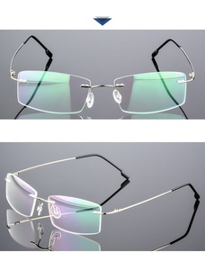STOCK Dropshipping <strong>Fashion</strong> Rimless Square Spectacle Frames Optical Titanium <strong>Glasses</strong> for Men - Product Image 5