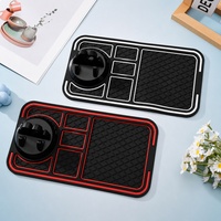 Tapis antidérapant pour tableau de bord de voiture avec support pour téléphone - Support rotatif en PVC, bordure rouge ou blanche pour la plupart des voitures