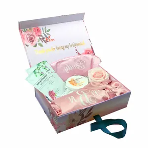 Kotak kemasan hadiah pernikahan proposal pengiring pengantin wanita akan magnetis papan kertas label pribadi logo kustom untuk gaun