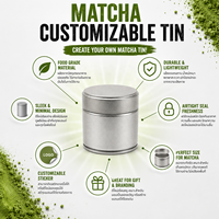 Boîtes en fer blanc rondes pour thé matcha, vert foncé, personnalisables avec joint d'étanchéité, vente en gros