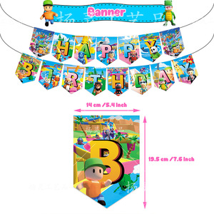 Decorazioni per Feste a Tema Gioco Cartoon <span class=keywords><strong>Stumble</strong></span> <span class=keywords><strong>Guys</strong></span>, Striscione <span class=keywords><strong>di</strong></span> Buon Compleanno, Topper per Cupcake, Palloncini Fai-da-Te - Product Image 3