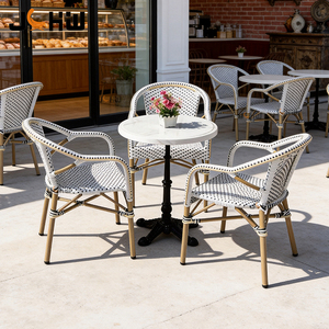 Vente directe d'usine, meubles de jardin pour restaurant, style français, bambou tissé en rotin, café, <span class=keywords><strong>bistrot</strong></span>, bar, <span class=keywords><strong>table</strong></span> et chaises d'extérieur pour fêtes - Product Image 2