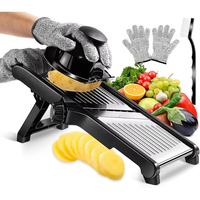 RVS PP Handmatige Mandoline Multifunctionele Verstelbare Keukenmes Rasp, Aardappel- en Uiensnijder Anti-snijhandschoenen