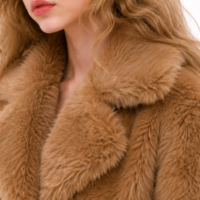 Manteau court en fausse fourrure pour femme, à revers, simple boutonnage, tissé uni, respectueux de l'environnement, décontracté, OEM ODM
