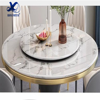 Meubles de salle à manger modernes et luxueux, table aspect marbre italien, table à manger ronde personnalisée avec dessus en marbre