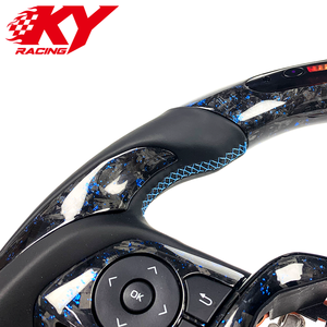 Volant sport personnalisé en fibre de carbone forgée bleue avec LED et cuir noir pour Toyota Corolla Camry XLE SE XSE TRD 2018-2025 - Product Image 2