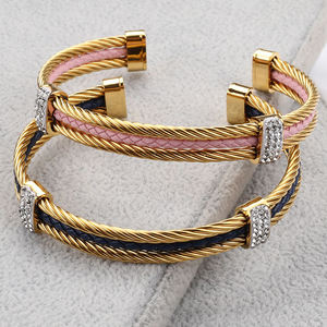 Pulseras de Acero Inoxidable con Diseño de Cable Trenzado, Joyería de Moda al por Mayor 2025, Regalos Modernos para Hombres y Mujeres - Product Image 2