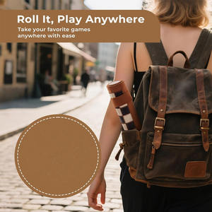 Backgammon de Ajedrez de viaje 3 en 1 de cuero enrollable con 32 piezas de perlas premium y 5 dados, juego de tablero de ajedrez portátil - Product Image 5