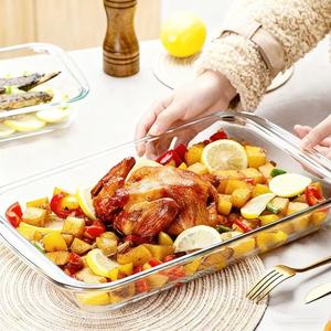 Plateaux de cuisson en verre borosilicate personnalisables de 3000 ml, élégants, carrés, grande capacité, pour servir - Product Image 1