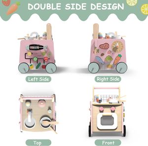 Marche-<span class=keywords><strong>bébé</strong></span> en bois 4-en-1 avec jouets à pousser, jouets sensoriels Montessori, jouets <span class=keywords><strong>pour</strong></span> apprendre à marcher <span class=keywords><strong>pour</strong></span> bébés filles et garçons - Product Image 2