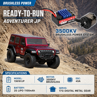 Voiture RC Crawler 4x4 Brushless à l'échelle 1:16 RGT136161JP avec éclairage LED, transmission à engrenages métalliques, étanche, tout-terrain, chargeur inclus
