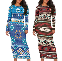 Vente chaude vêtements occidentaux femmes à manches longues aztèque Ropa De Mujer Vestidos robes sexy