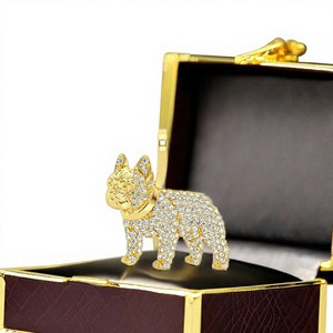 Collier pendentif tendance hip-hop en or massif 10K avec diamant de laboratoire personnalisé, motif bouledogue français glacé, pour mariages et fêtes - Product Image 1