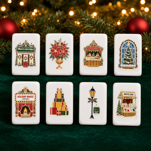 Set Mahjong Americano Natalizio con 160 Tessere Ecologiche in Acrilico, Valigetta Pieghevole, Supporti e Dadi per Giochi Familiari e Feste - Product Image 2