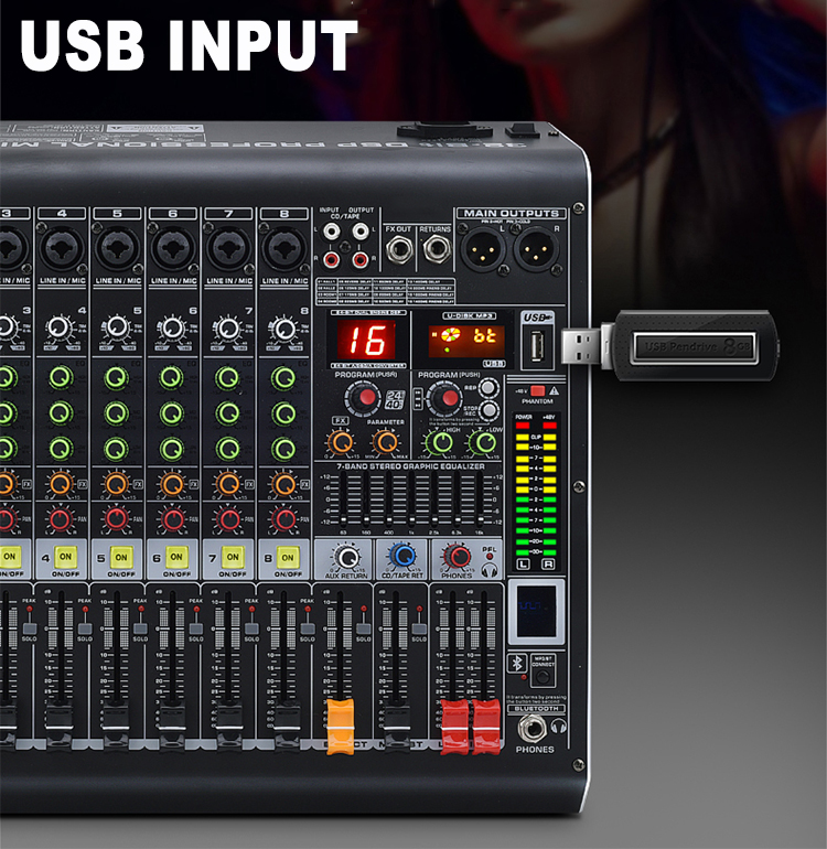 MC8 Metal 8 Kanal Mini Ses Mikseri - Tiktok için Profesyonel Mixer