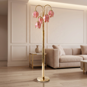 Lampe de sol LED moderne Lotus - Design floral en fer et verre pour salon, bureau, jardin - Product Image 6
