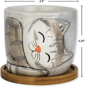 <span class=keywords><strong>Maceta</strong></span> de cerámica para gato, <span class=keywords><strong>maceta</strong></span> para niña bonita, <span class=keywords><strong>maceta</strong></span> grande para jardín de <span class=keywords><strong>gatito</strong></span> para Navidad, Acción de Gracias, inauguración de la casa - Product Image 2