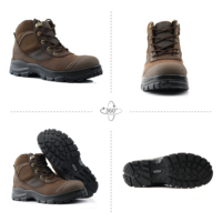 Bottes de travail robustes en cuir nubuck marron, avec embout en acier, fermeture éclair latérale, chaussures de sécurité mi-hautes, semelle durable, pour la randonnée et la construction