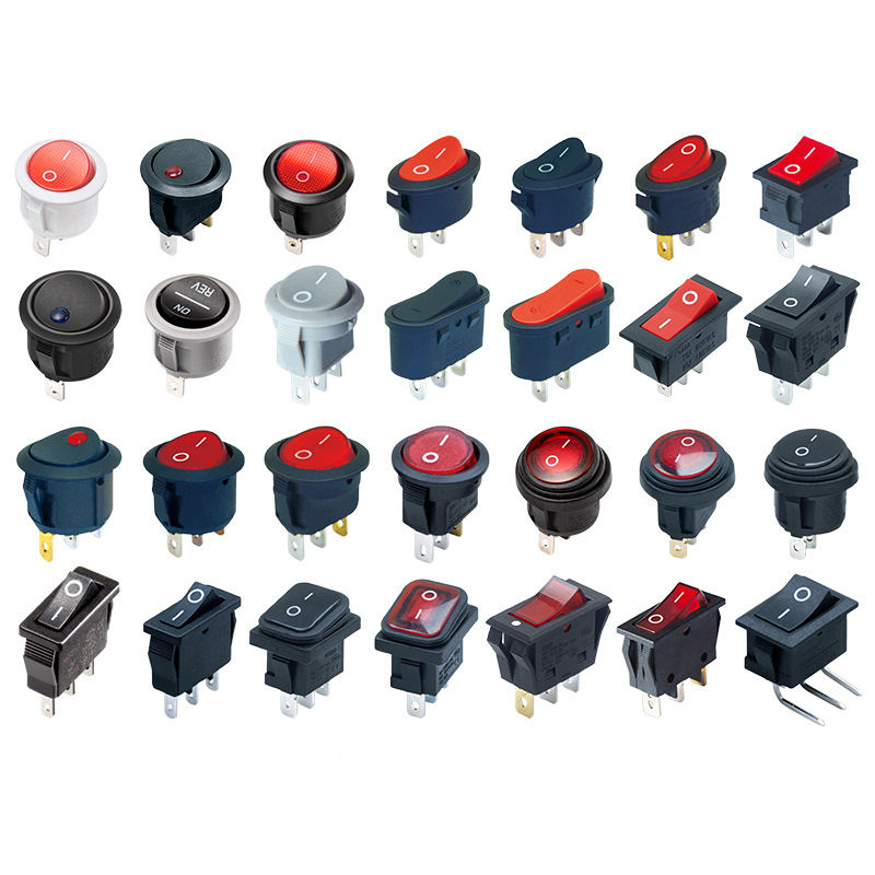 Rocker Switch 3 Pin 3 Position Boat Switch Snap AC 250V/16A Custom Round/square Rocker Switch with LED Lights