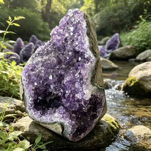 Grappe <span class=keywords><strong>de</strong></span> géodes d'améthyste naturelle, <span class=keywords><strong>cristal</strong></span> d'améthyste brut, <span class=keywords><strong>pierre</strong></span> <span class=keywords><strong>de</strong></span> guérison pour la décoration intérieure, le Reiki, la méditation et comme cadeau spirituel - Product Image 1
