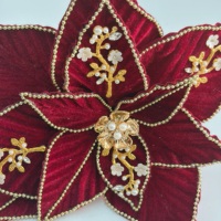 Fleurs artificielles de Noël, Poinsettia en polyester, couleur et taille personnalisées pour la décoration murale, des arbres, extérieurs, maisons, centres commerciaux et fêtes