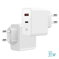 Chargeur mural UE 1C1A Type C USB a a C PD QC 3.0 GaN à charge rapide 38W, adaptateur secteur pour iPhone Samsung et téléphones mobiles