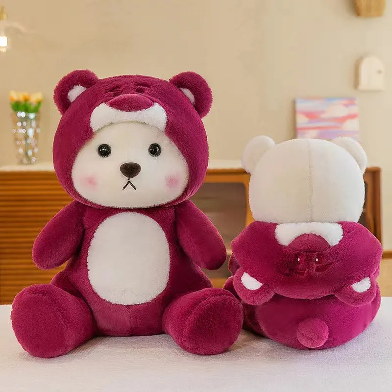 Venta al por mayor transformado fresa lindo oso muñeca Animal de peluche juguete para regalo oso de peluche muñeca de peluche para niña regalo