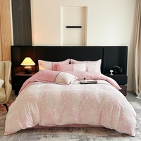Parure de lit 4 pièces en velours de lait gaufré haut de gamme, housse de couette en flanelle luxueuse et chaude, ultra douce et confortable, pour la maison