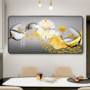 Cuadro de Pared Moderno <span class=keywords><strong>y</strong></span> Sencillo de Lujo Ligero con Reloj, Decoración de Copa de <span class=keywords><strong>Vino</strong></span> para Restaurante, Cuadro Colgante para Sala de Estar <span class=keywords><strong>y</strong></span> Dormitorio - Product Image 2