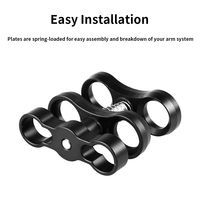 Système d'éclairage de plongée sous-marine en alliage d'aluminium avec pince à boule de 1 pouce et clip papillon pour caméra d'action et lampe de poche